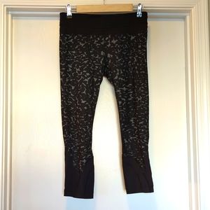Lululemon Run Inspire Crop II, Black/Grey, Leggings 6